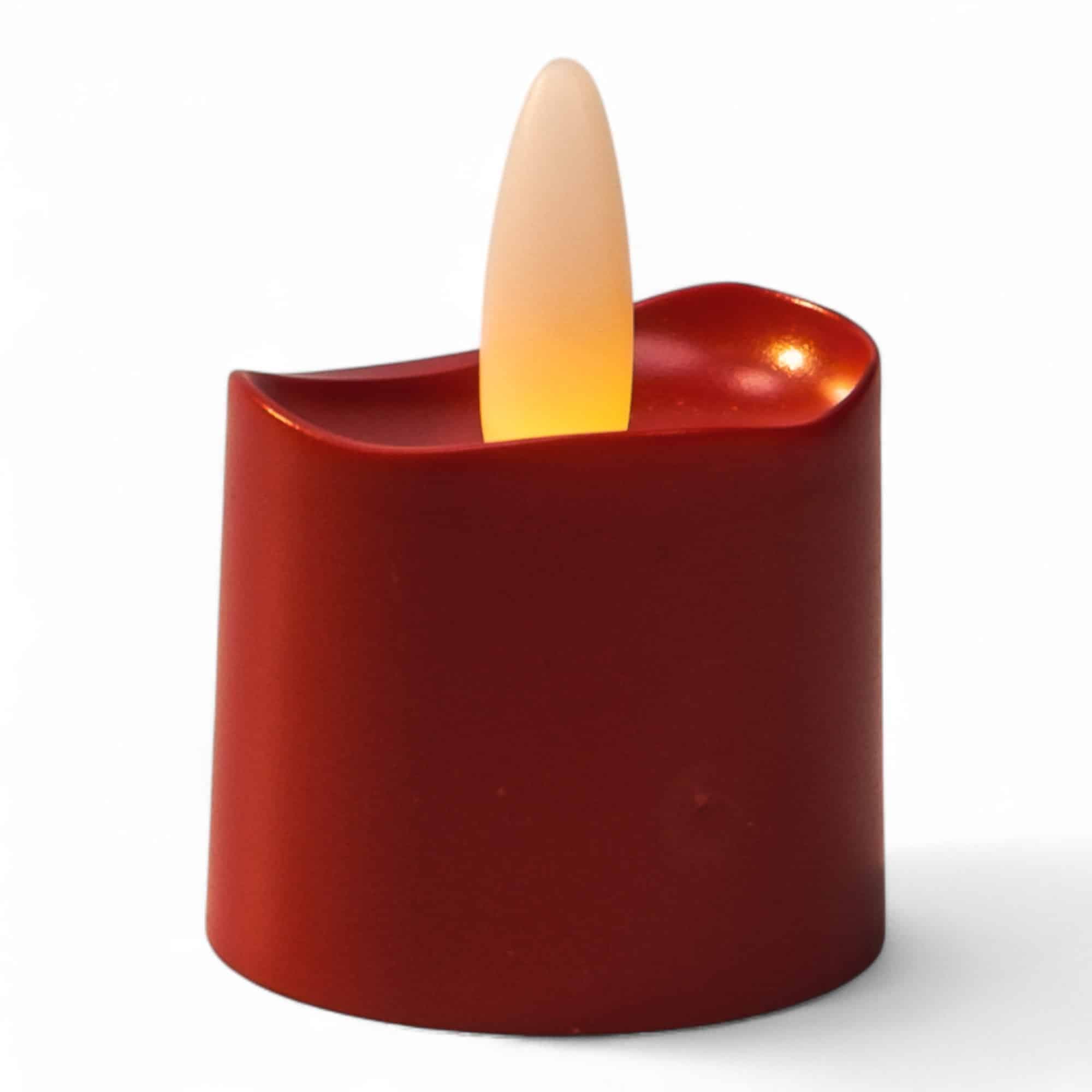 Oplaadbare waxinelichtjes – tot 400 uur brandduur, 12 LED theelichtjes, realistisch, waterdicht, timerfunctie, rood - afbeelding 4