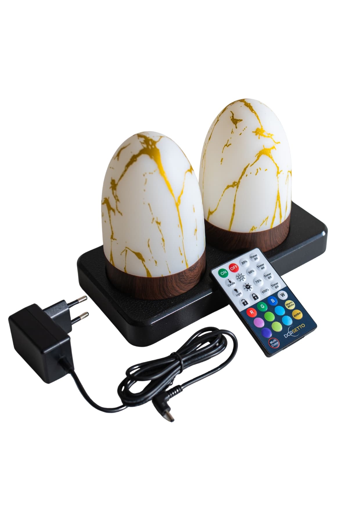 Luxe LED Tafellampen – Set van 2 | Oplaadbaar, Dimbaar & Waterdicht | Marmer Goud - afbeelding 1