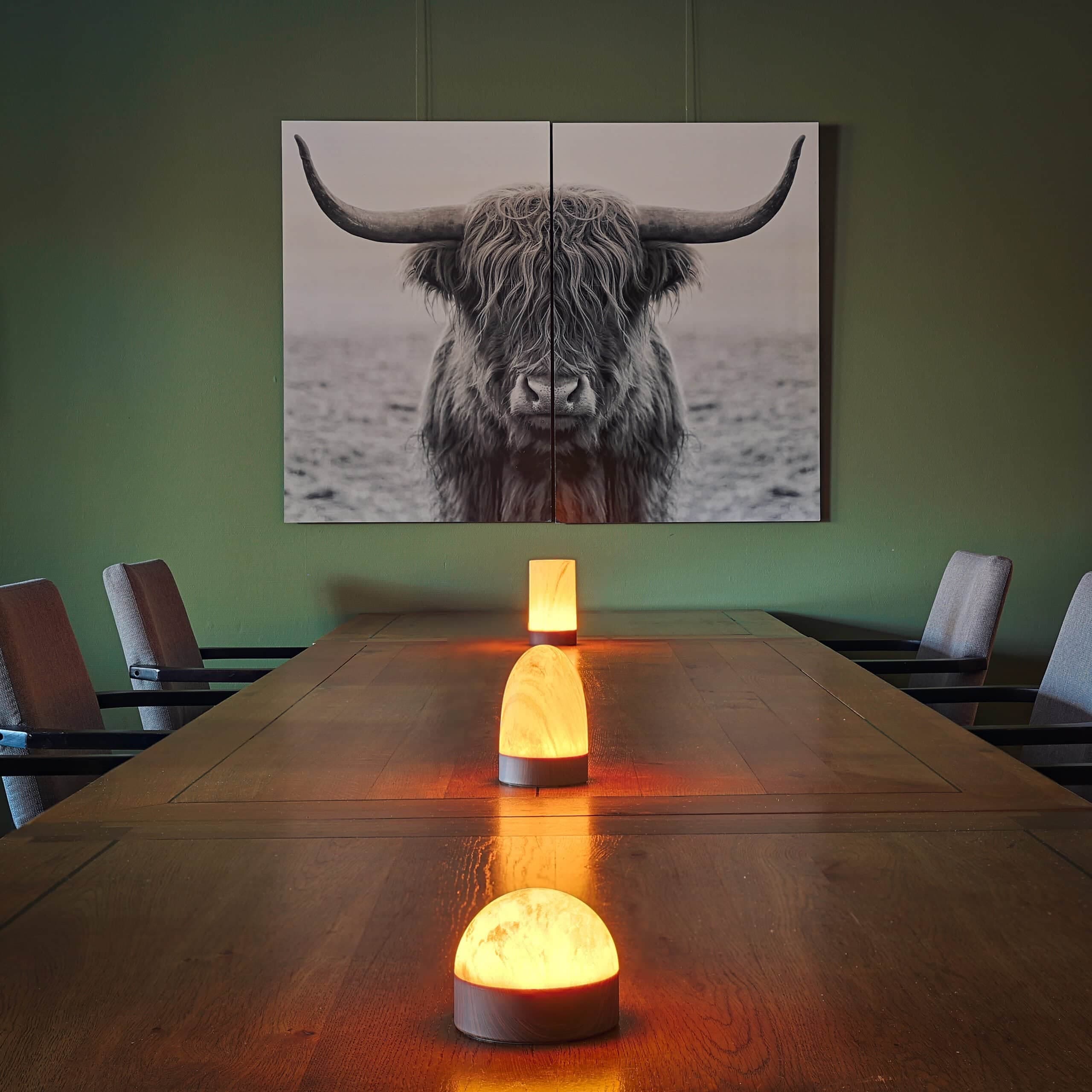 1 oplaadbare led tafellampen, waterdicht, timerfunctie, cilindervorm, groen marmer, houtlook - afbeelding 3