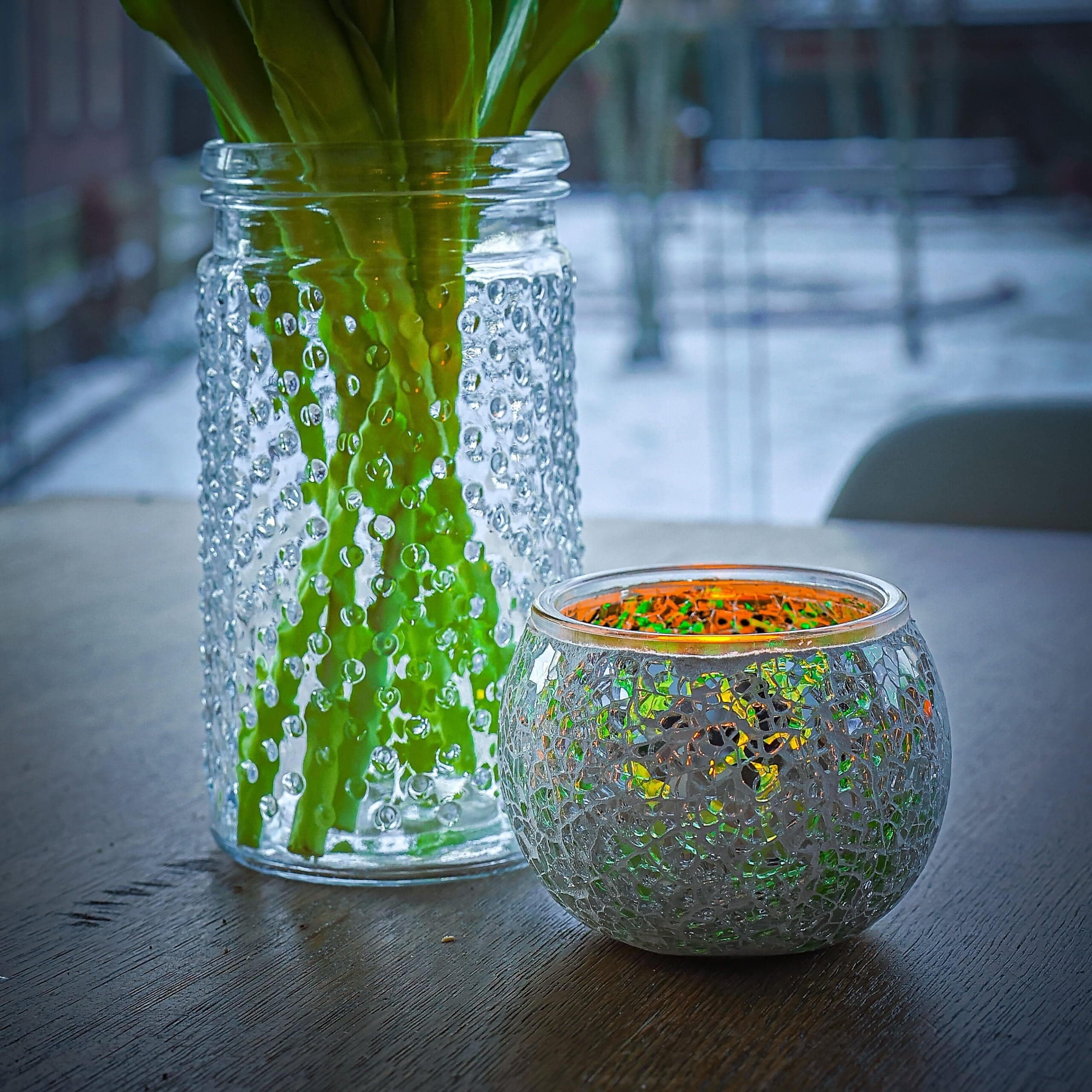 Theelichthouder DORSETTO 9 cm donker groen - afbeelding 2
