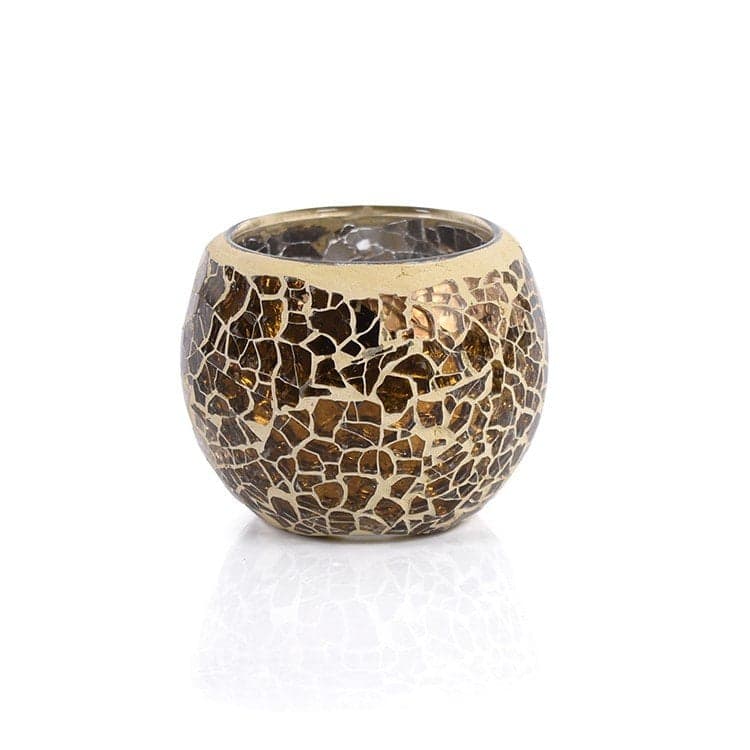Waxinelichthouder 8,5 CM Dorsetto mozaïek bruin-beige - afbeelding 1