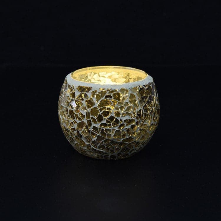 Waxinelichthouder 8,5 CM Dorsetto mozaïek bruin-beige - afbeelding 2