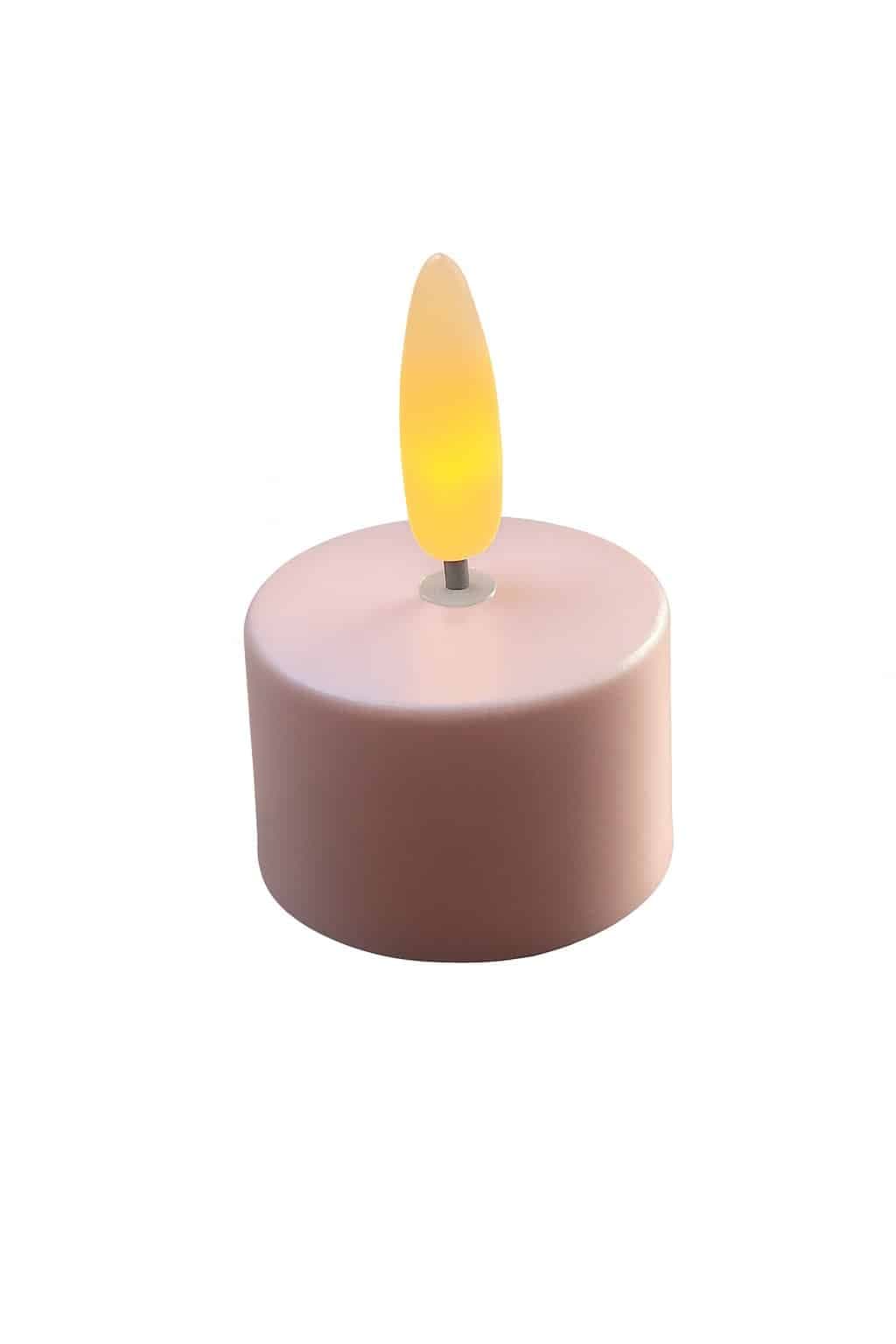 Oplaadbare waxinelichtjes los 400 uur blush roze warm wit met realistisch vlameffect - afbeelding 1