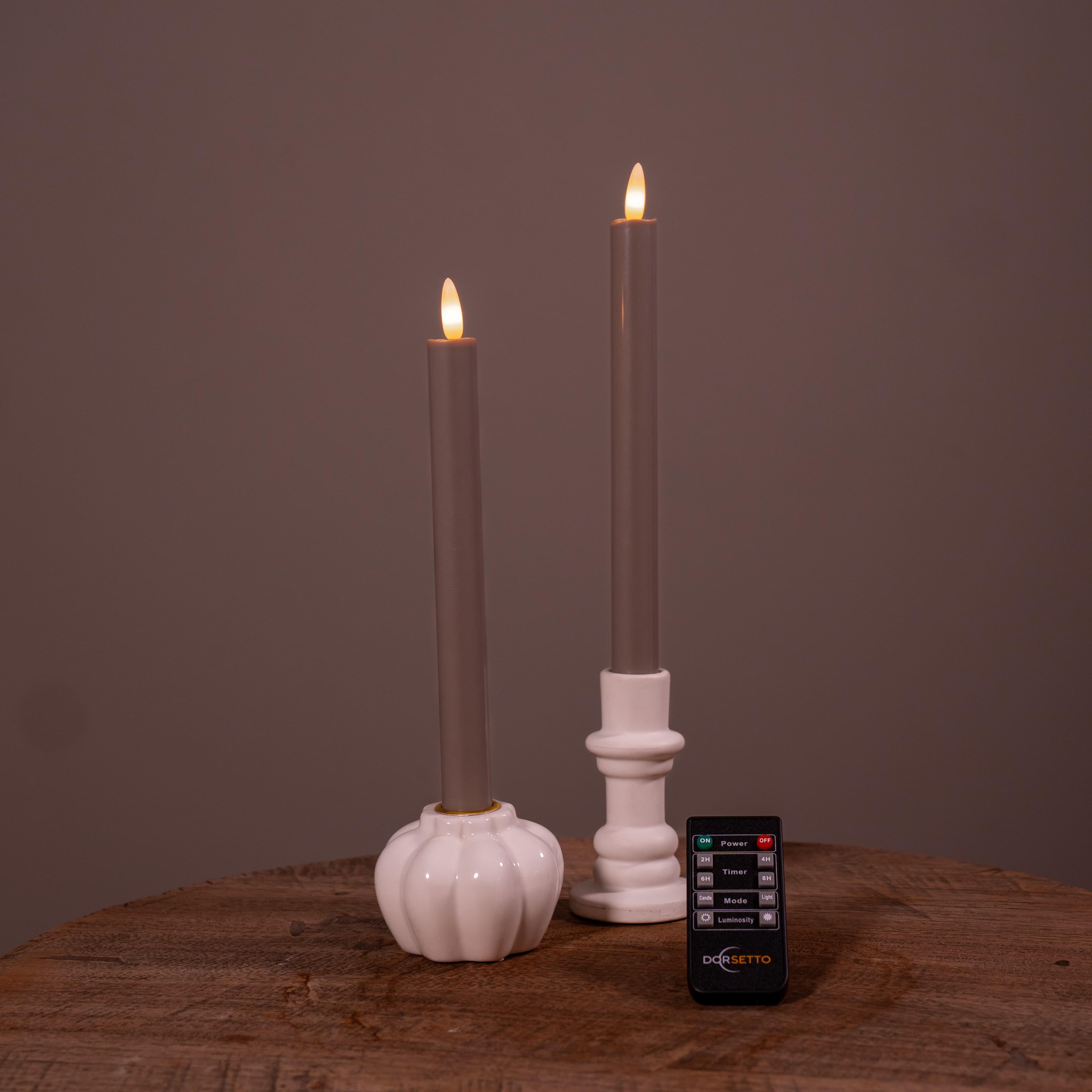 Dinerkaarsen LED 400 uur brandduur oplaadbaar beige set van 2 - afbeelding 2