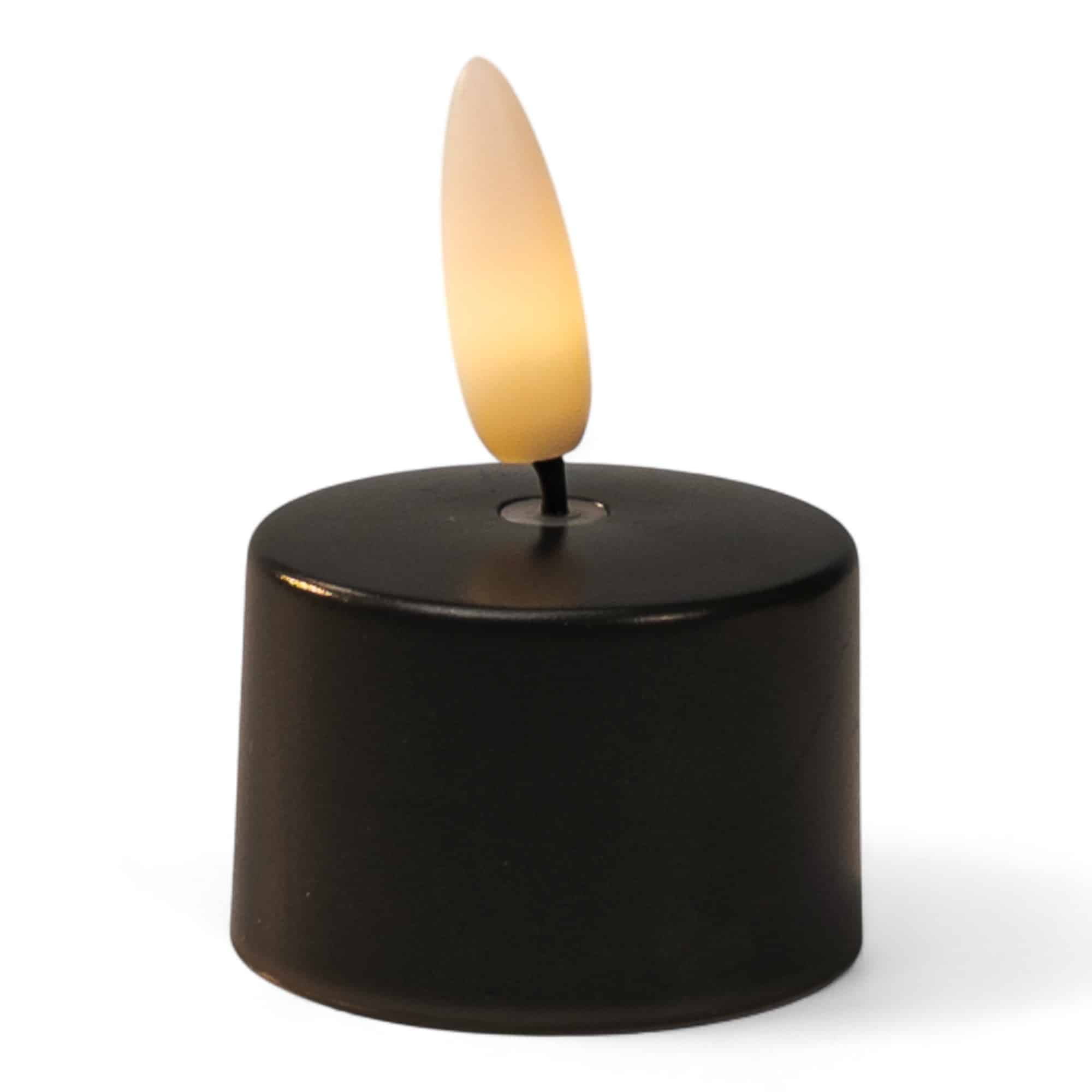 Led waxinelichtjes Off-Black No.57 zwart – tot 400 uur brandduur - warm wit met realistisch vlameffect - afbeelding 1