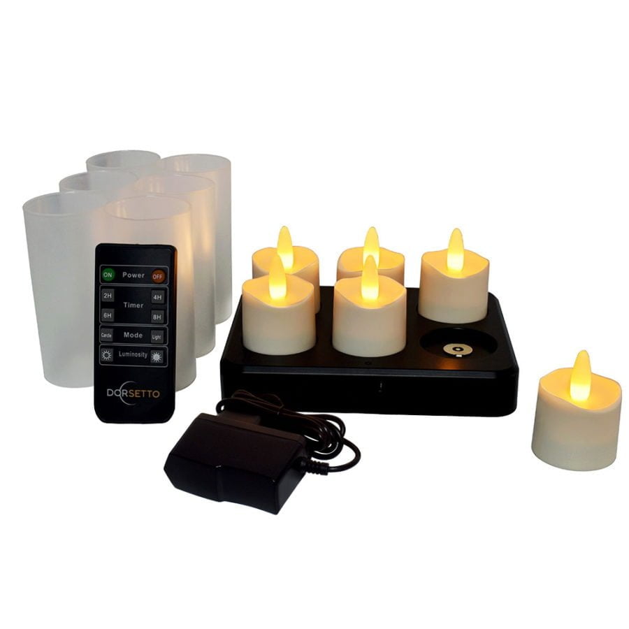 LED-Waxine/theelichtjes oplaadbaar 105 uur warm wit DORSETTO ( 6 stuks) met afstandsbediening - Ledverlichting van LEDindeduisternis | Led strips
