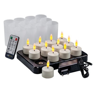 Eirolace Led-theelichtjes, RGB, 12 stuks, meerkleurig met warmwit